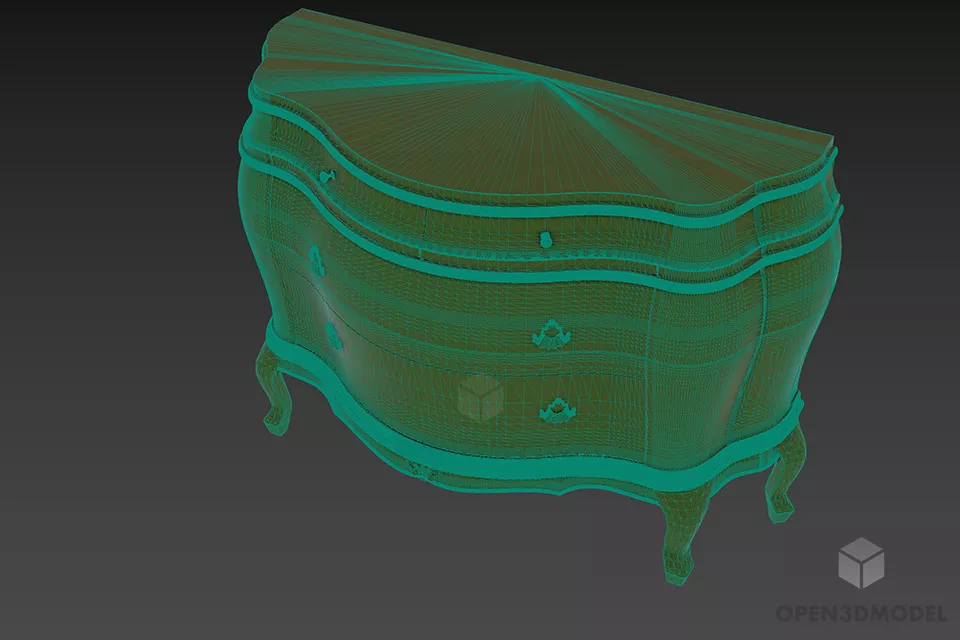 Antique Ash Wooden Side Locker 3d model 3