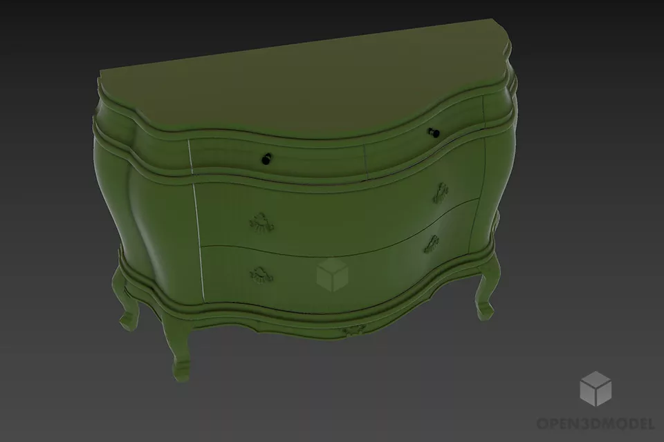 Antique Locker With Shelf, Walnut Material 3d model