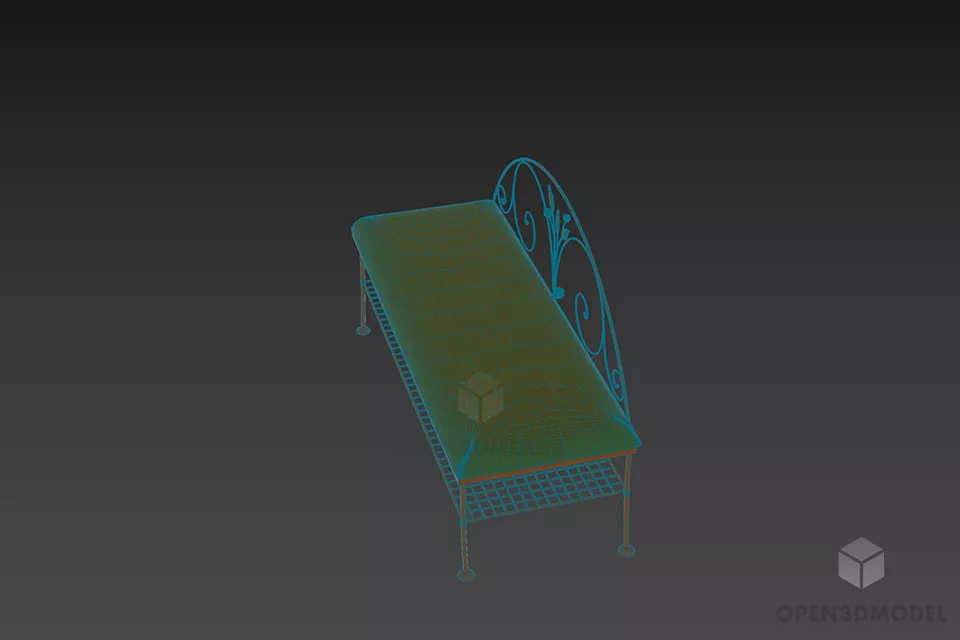 Brass Bench With Thin Upholstery 3d model 2