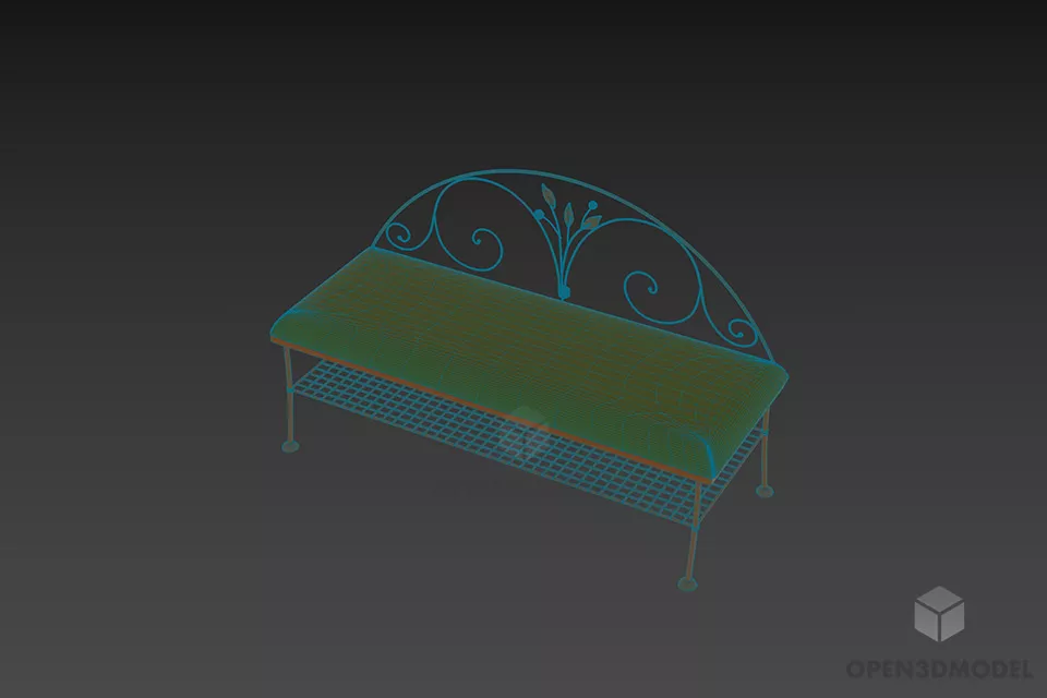 Brass Bench With Thin Upholstery 3d model 3