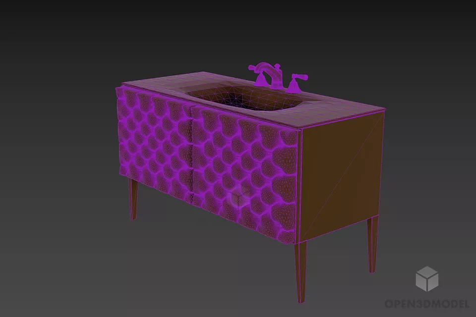 Kitchen Washbasin With Tufted Cabinet 3d model 2
