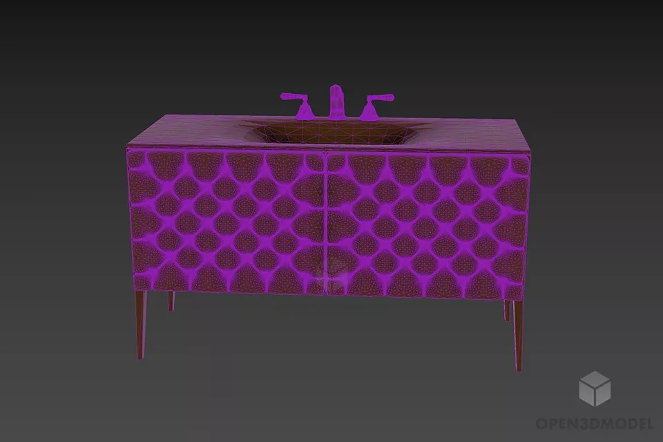 Kitchen Washbasin With Tufted Cabinet 3d model 3
