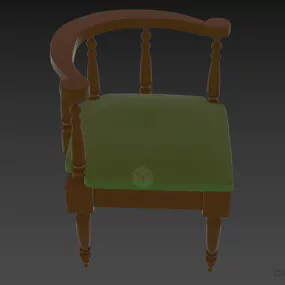 Antique Wooden Chair Corner Style 3d model