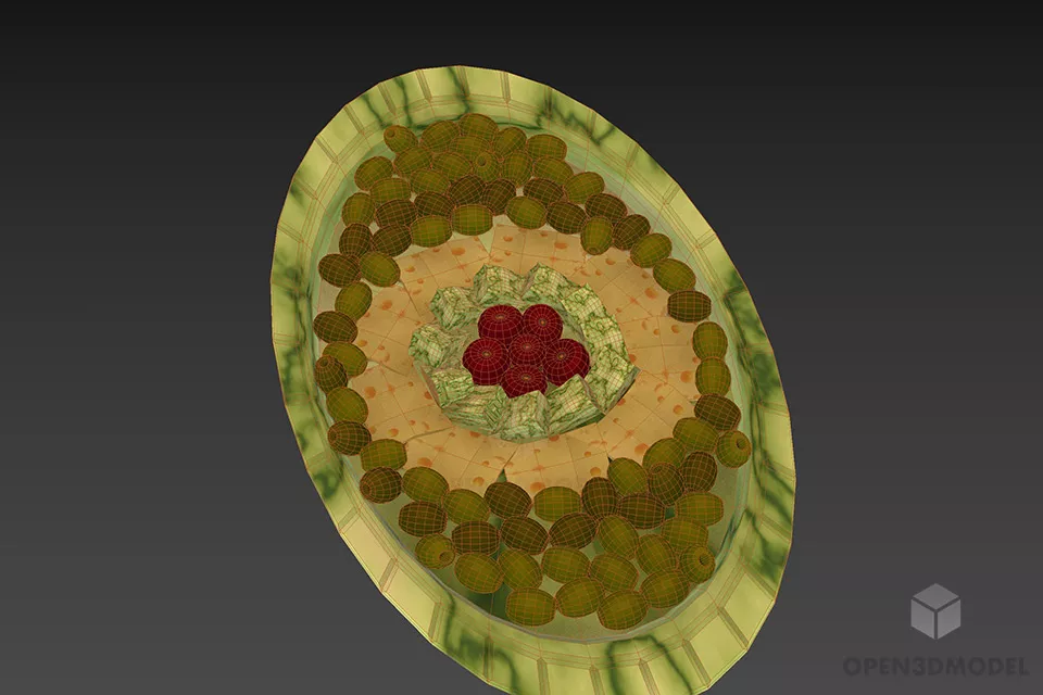 Food Plate With Nuts And Fruits 3d model 3