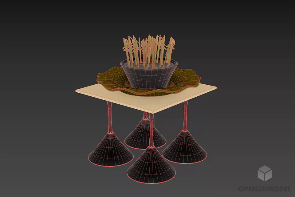 Modern Decorative Set On Modernism Table 3d model 2