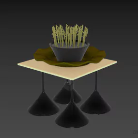 Modern Decorative Set On Modernism Table 3d model