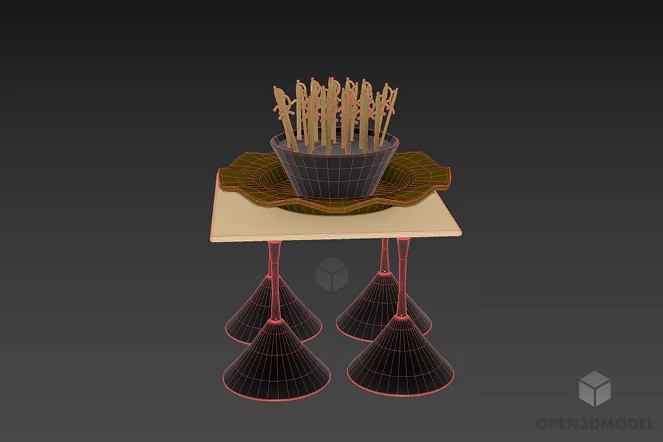 Modern Decorative Set On Modernism Table 3d model 3
