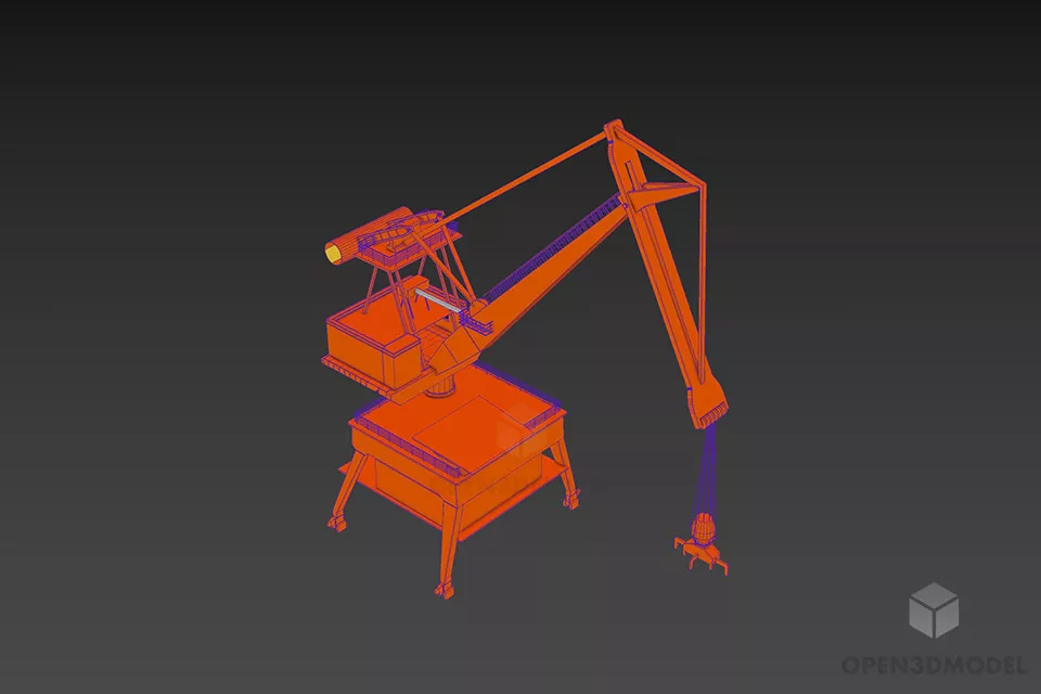 Construction Heavy Crane 3d model 2