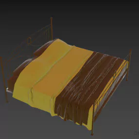 Antique Steel Bed With Mattress 3d model