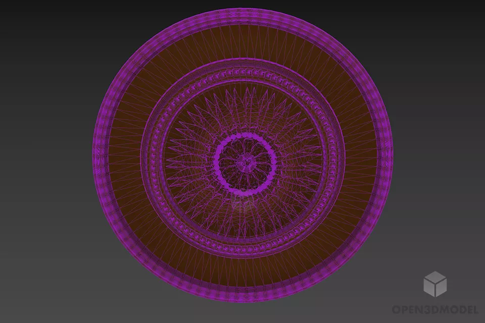Round Rosette Carved Style 3d model 2