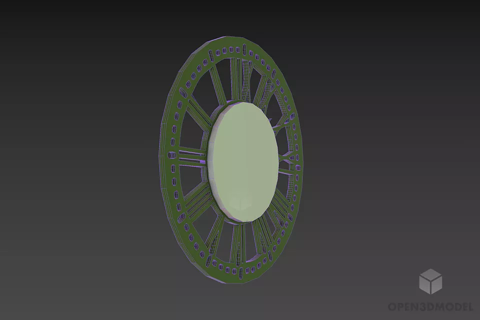 Wall Clock Round Shape With Rome Numbers 3d model 2