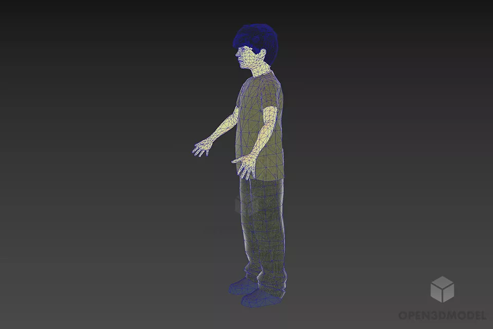 Little Boy Standing Pose Character 3d model 2