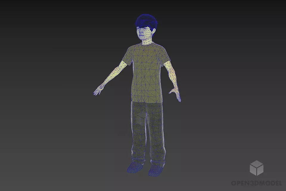 Little Boy Standing Pose Character 3d model 3