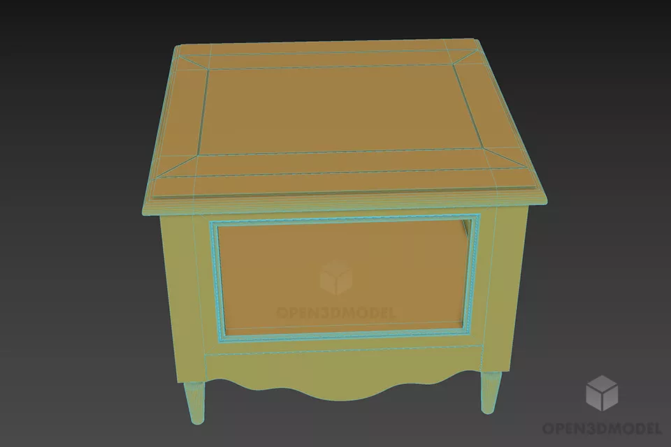 Square Stool Table 3d model 3
