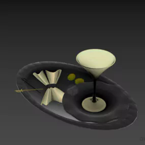 Food Plate Disc With Wine Cup 3d model