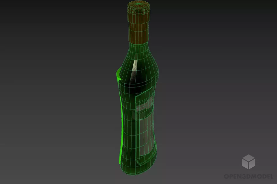 Wine Bottle Curved Body Shape 3d model 2