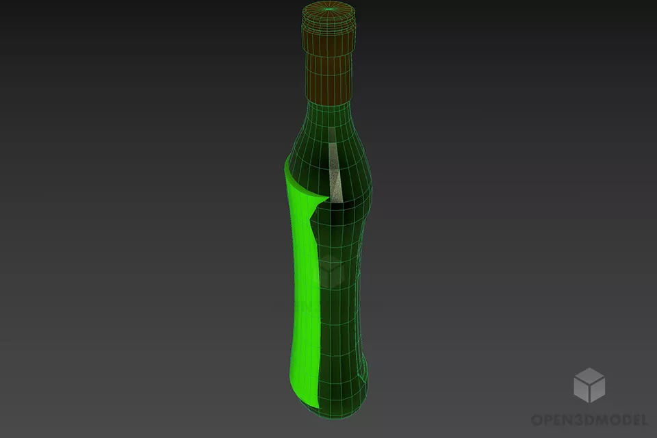 Wine Bottle Curved Body Shape 3d model 3