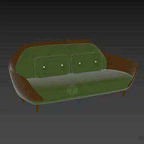 Sofa Back Curved With Pillow 3d model