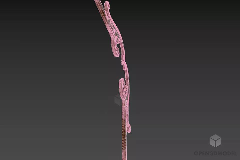 Floral Plaster Wall Corner Decoration 3d model 2