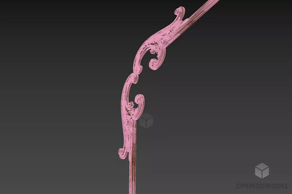 Floral Plaster Wall Corner Decoration 3d model 3