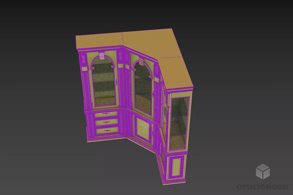 Antique Corner Cupboard Furniture 3d model 3