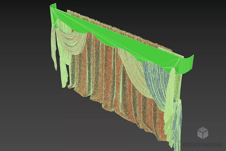 Theater Curtain Decorative 3d model 2