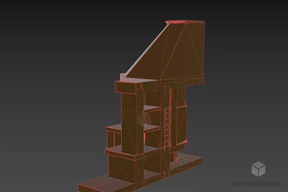 Classic Brick Fireplace With Shelf 3d model 2