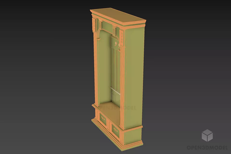 Locker Antique Style Furniture 3d model 2