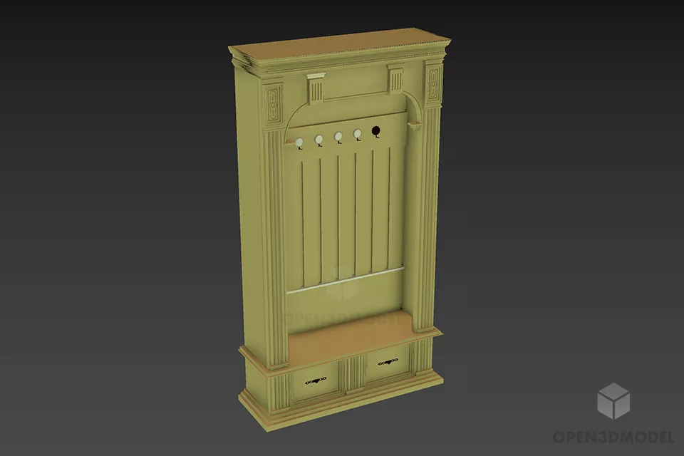Bedroom Locker With Multiple Drawers And Self 3d model
