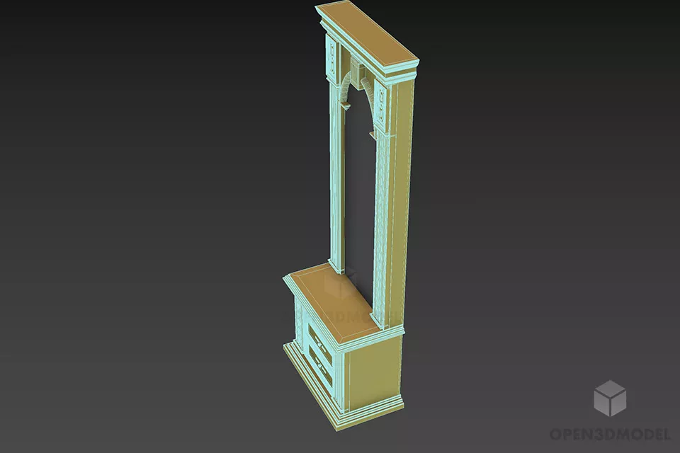 Bedroom Antique Mirror Carved Frame 3d model 2