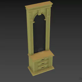 Bedroom Antique Mirror Carved Frame 3d model