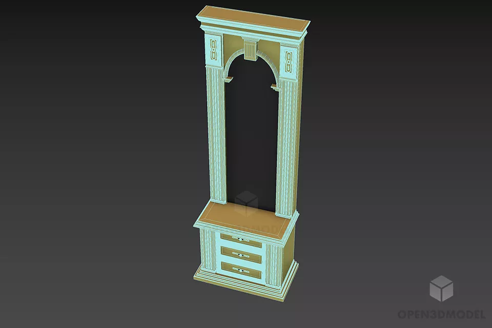 Bedroom Antique Mirror Carved Frame 3d model 3