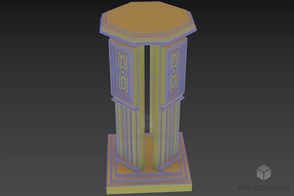 Carved Stand, Stool Furniture 3d model 3
