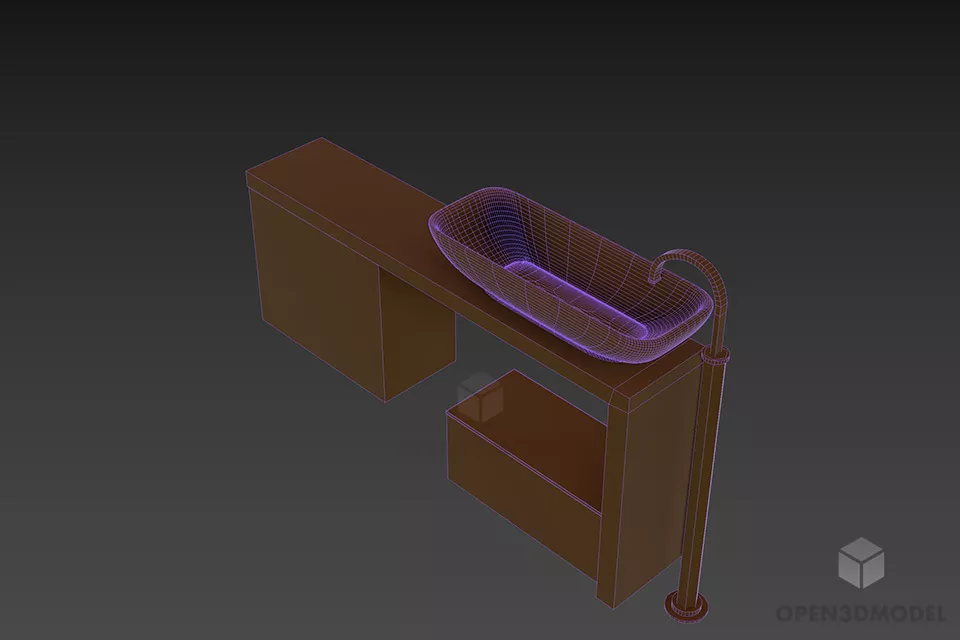 Bathroom Washbasin On Shelf 3d model 3