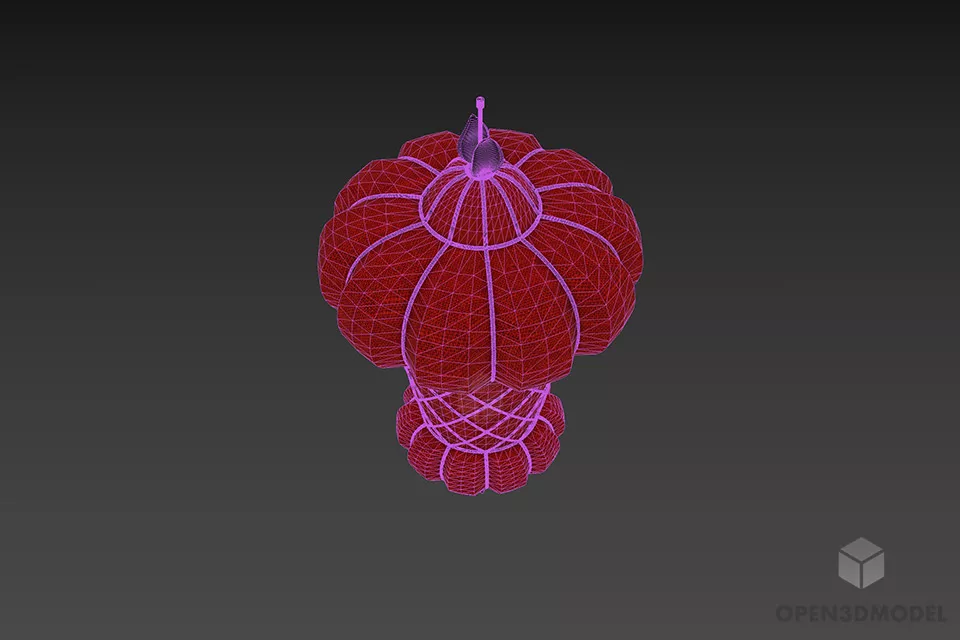 Red Lantern Lamp, Chinese Lamp Style 3d model 2