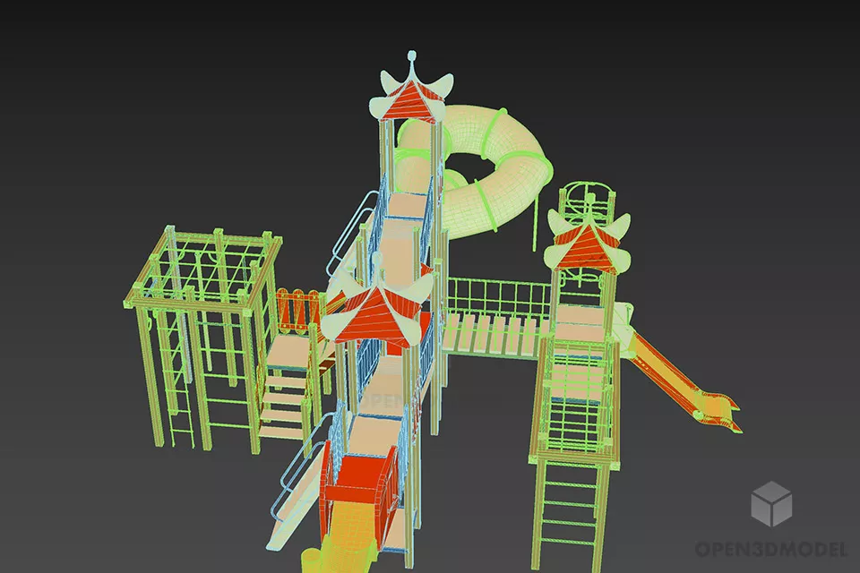 Playground Toy Equipment With Slide 3d model 2