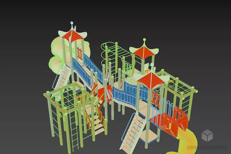 Playground Toy Equipment With Slide 3d model 3