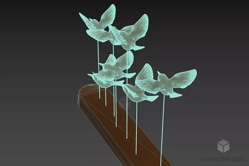 Figurine Birds Tableware 3d model 2