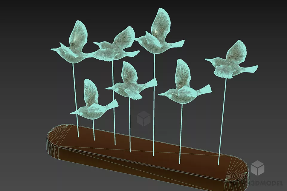 Figurine Birds Tableware 3d model 3
