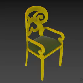 Boutique Armchair Floral Carved Back 3d model