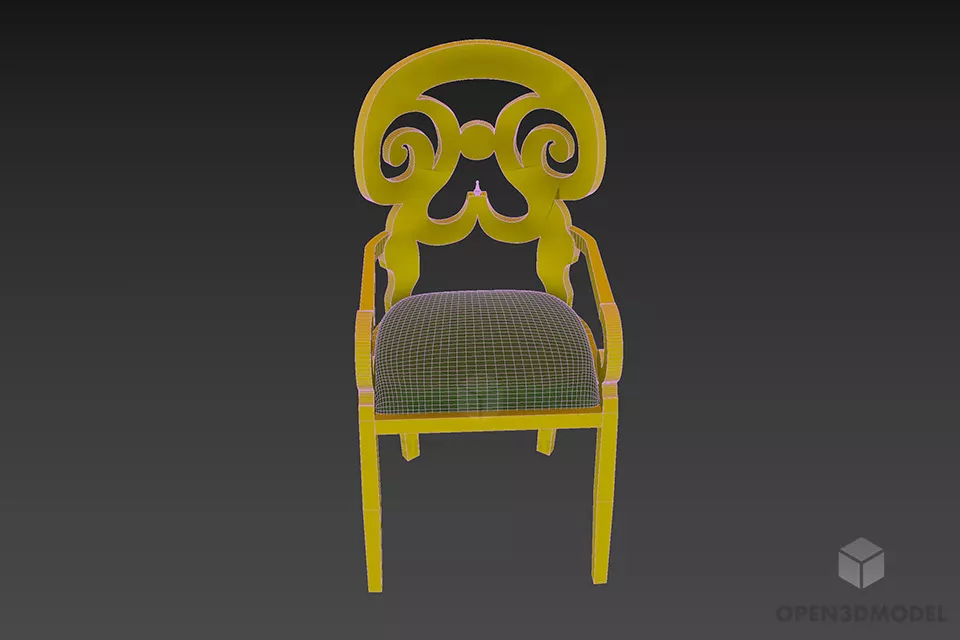 Boutique Armchair Floral Carved Back 3d model 3