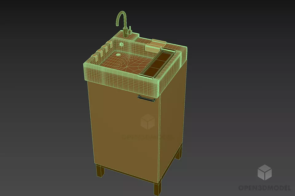 Washbasin With Tap 3d model 3