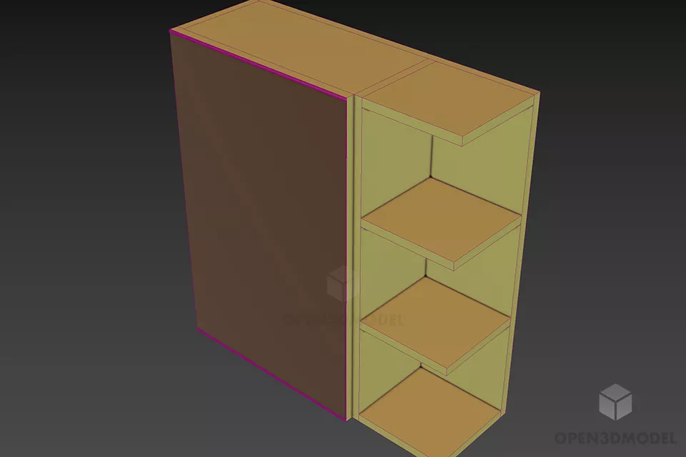 Simple Shelf With Mirror 3d model 2