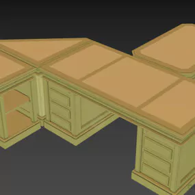 Office Corner Table With Shelf 3d model