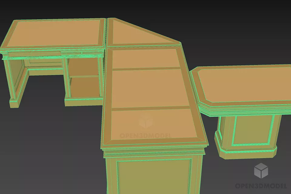 Office Corner Table With Shelf 3d model 3
