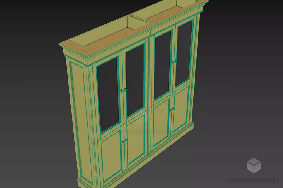 Antique Bookcase 3d model 2