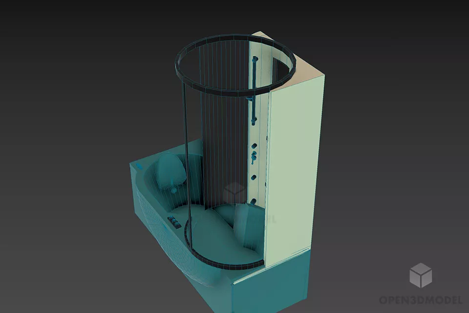 Bathtub With Curved Shelf 3d model 2