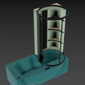 Bathtub With Curved Shelf 3d model