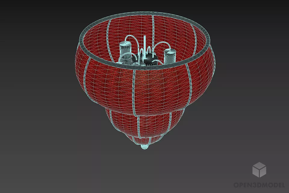 Chinese Modern Lantern Pendant Lamp 3d model 2