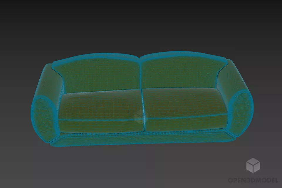 Upholstery Sofa Furniture Curved Back 3d model 3